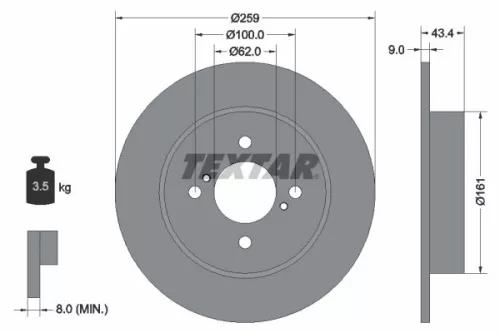 1x  TEXTAR Brake Disc