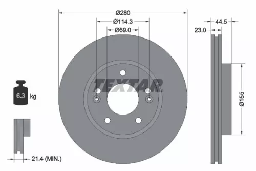 1x TEXTAR 92243103 Brake Disc