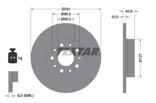 1x  TEXTAR Brake Disc