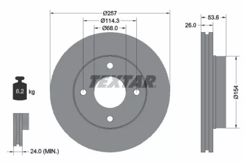 1x TEXTAR 92253103 Brake Disc