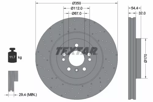 TEXTAR TEXTAR 92254405 1x TEXTAR 92254405 Brake Disc 