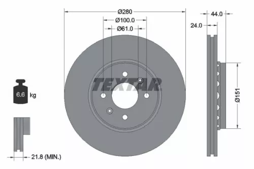 1x TEXTAR 92254603 Brake Disc