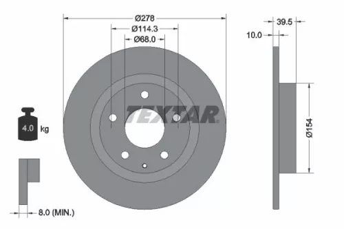 1x TEXTAR 92254703 Brake Disc