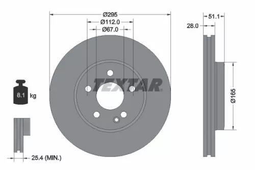 TEXTAR TEXTAR 92254803 1x TEXTAR 92254803 Brake Disc 