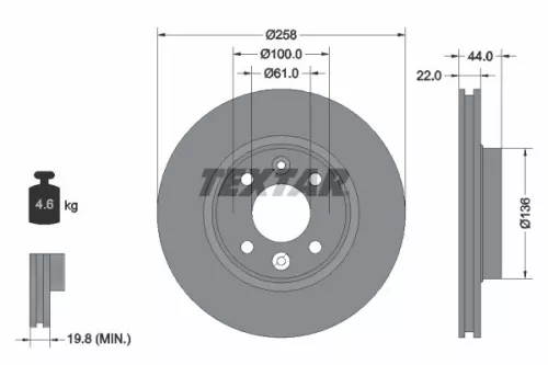 TEXTAR TEXTAR (92255203) 1x  TEXTAR Brake Disc 