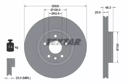 1x TEXTAR 92255703 Brake Disc
