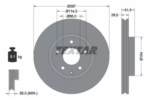 1x TEXTAR 92257403 Brake Disc