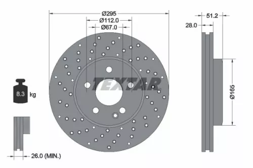 TEXTAR TEXTAR 92257505 1x TEXTAR 92257505 Brake Disc 
