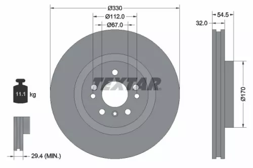 1x TEXTAR 92260405 Brake Disc