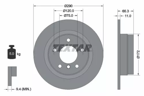 TEXTAR TEXTAR 92261003 1x TEXTAR 92261003 Brake Disc 