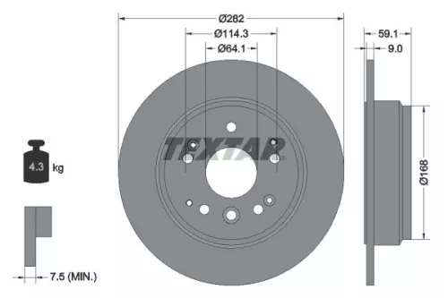 TEXTAR TEXTAR 92261703 1x TEXTAR 92261703 Brake Disc 