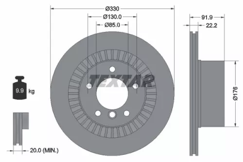 1x TEXTAR 92261903 Brake Disc