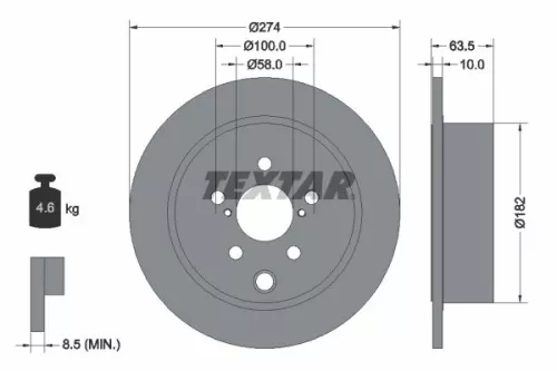 1x TEXTAR 92262003 Brake Disc