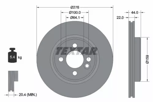 TEXTAR TEXTAR 92262403 1x TEXTAR 92262403 Brake Disc 