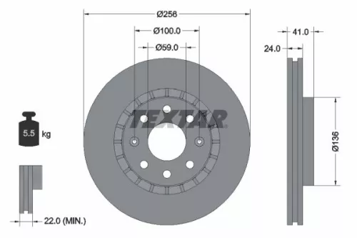 TEXTAR TEXTAR 92263303 1x TEXTAR 92263303 Brake Disc 