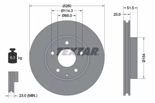 TEXTAR TEXTAR 92267503 1x TEXTAR 92267503 Brake Disc 