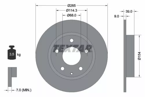 1x TEXTAR 92267703 Brake Disc