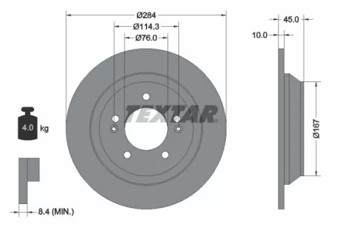 1x TEXTAR 92267803 Brake Disc