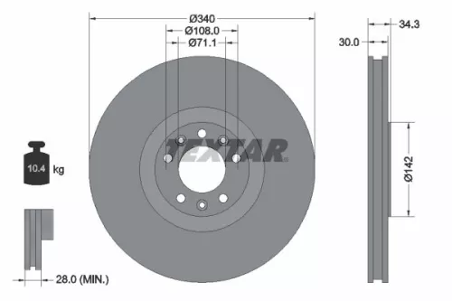 1x TEXTAR 92268203 Brake Disc
