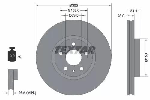 1x TEXTAR 92268605 Brake Disc