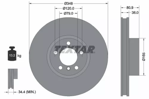 TEXTAR TEXTAR 92269505 1x TEXTAR 92269505 Brake Disc 