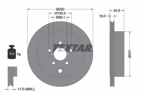 1x  TEXTAR Brake Disc 92270903 290