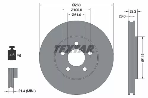 TEXTAR TEXTAR 92271603 1x TEXTAR 92271603 Brake Disc 