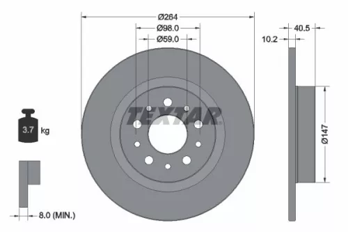 1x TEXTAR 92271703 Brake Disc