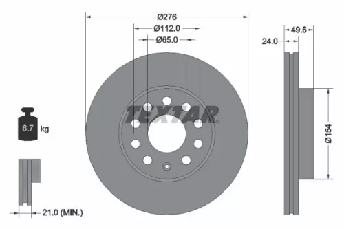TEXTAR TEXTAR 92271905 1x TEXTAR 92271905 Brake Disc 