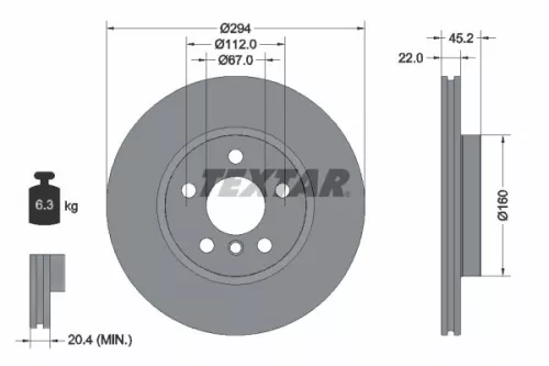 1x TEXTAR 92273105 Brake Disc