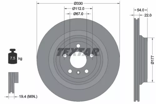 TEXTAR TEXTAR 92273505 1x TEXTAR 92273505 Brake Disc 