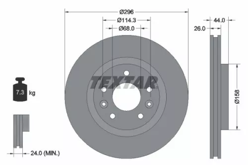 1x  TEXTAR Brake Disc
