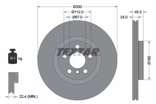 1x  TEXTAR Brake Disc