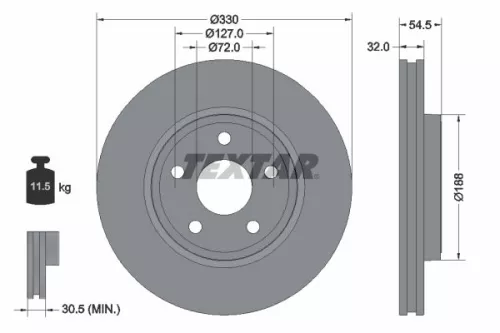 1x TEXTAR 92274803 Brake Disc
