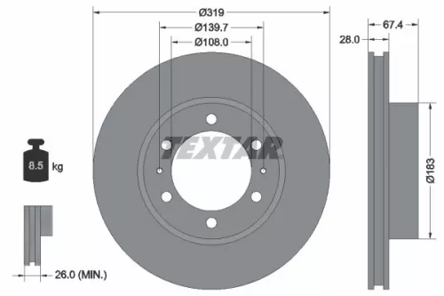 1x TEXTAR 92274903 Brake Disc