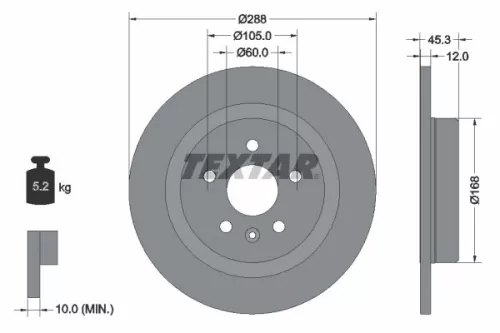 TEXTAR TEXTAR 92275203 1x TEXTAR 92275203 Brake Disc 