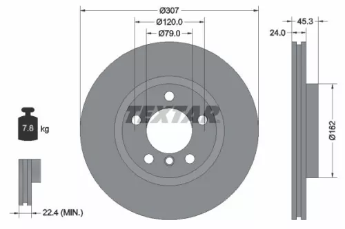 1x  TEXTAR Brake Disc