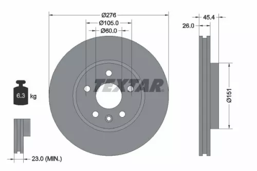 1x  TEXTAR Brake Disc