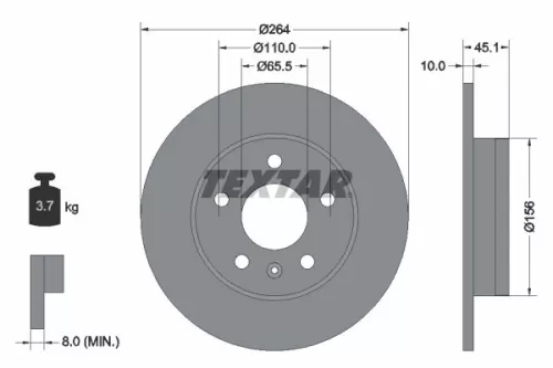 1x TEXTAR 92277303 Brake Disc