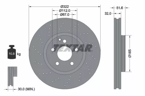 TEXTAR TEXTAR 92277705 1x TEXTAR 92277705 Brake Disc 