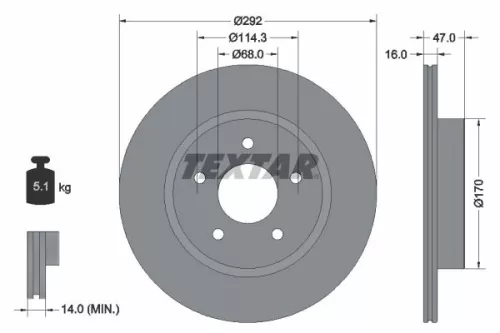 TEXTAR TEXTAR 92278103 1x TEXTAR 92278103 Brake Disc 