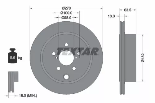1x TEXTAR 92278503 Brake Disc
