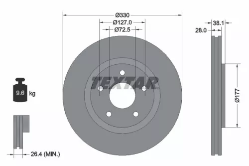 1x TEXTAR 92278905 Brake Disc