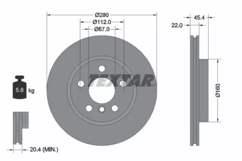 1x TEXTAR 92279203 Brake Disc