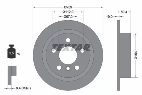 1x TEXTAR 92279303 Brake Disc