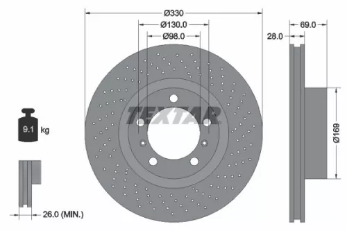 TEXTAR TEXTAR 92279705 1x TEXTAR 92279705 Brake Disc 