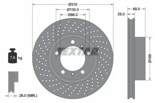 1x TEXTAR 92279905 Brake Disc