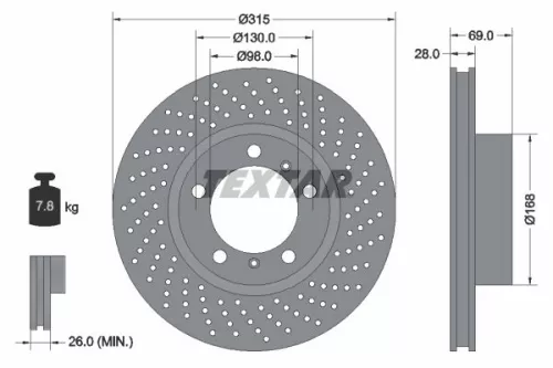 TEXTAR TEXTAR 92280005 1x TEXTAR 92280005 Brake Disc 
