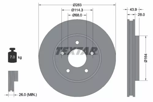 1x TEXTAR 92280103 Brake Disc
