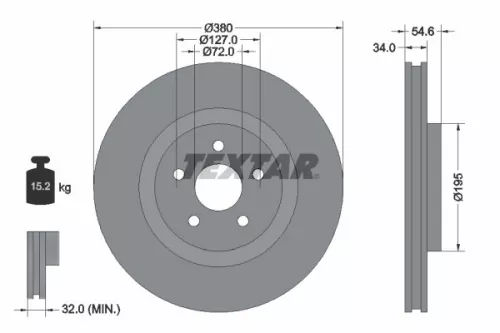TEXTAR TEXTAR 92281905 1x TEXTAR 92281905 Brake Disc 